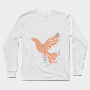 Elegant Dove in Flight - Peaceful Bird Silhouette Design No. 947 Long Sleeve T-Shirt